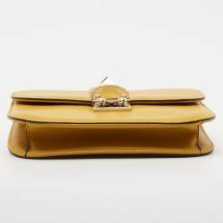 Pre Owned Valentino Yellow Leather Small Rockstud Glam Lock Flap Bag