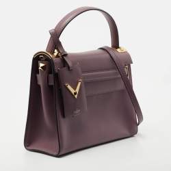 Pre Owned Valentino Purple Leather My Rockstud Top Handle Bag