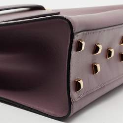 Pre Owned Valentino Purple Leather My Rockstud Top Handle Bag