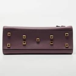 Pre Owned Valentino Purple Leather My Rockstud Top Handle Bag