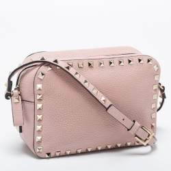 Pre Owned Valentino Pink Leather Rockstud Crossbody Bag