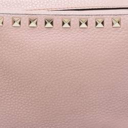 Pre Owned Valentino Pink Leather Rockstud Crossbody Bag