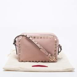 Pre Owned Valentino Pink Leather Rockstud Crossbody Bag