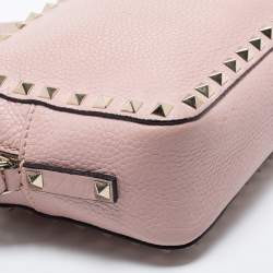 Pre Owned Valentino Pink Leather Rockstud Crossbody Bag