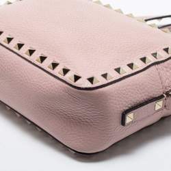 Pre Owned Valentino Pink Leather Rockstud Crossbody Bag
