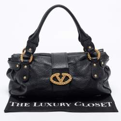 Pre Owned Valentino Black Leather Catch Satchel