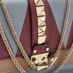 Pre Owned Valentino Multicolor Leather Medium Rockstud Glam Lock Flap Bag