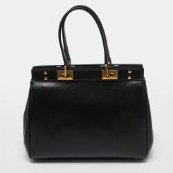 Pre Owned Valentino Black Leather Medium Rockstud Alcove Tote