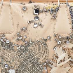 Pre Owned Valentino Beige Leather Embellished Alice Glam Frame Satchel