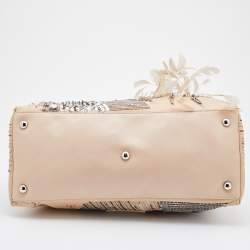 Pre Owned Valentino Beige Leather Embellished Alice Glam Frame Satchel