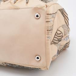 Pre Owned Valentino Beige Leather Embellished Alice Glam Frame Satchel
