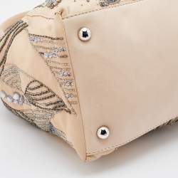 Pre Owned Valentino Beige Leather Embellished Alice Glam Frame Satchel