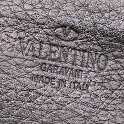 Pre Owned Valentino Metallic Leather Small Rockstud Shopper Tote