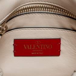 Pre Owned Valentino Off White Diamond Quilt Padded Leather Rockstud Shoulder Bag