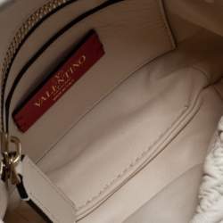 Pre Owned Valentino Off White Diamond Quilt Padded Leather Rockstud Shoulder Bag