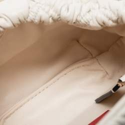 Pre Owned Valentino Off White Diamond Quilt Padded Leather Rockstud Shoulder Bag