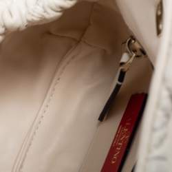 Pre Owned Valentino Off White Diamond Quilt Padded Leather Rockstud Shoulder Bag