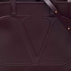 Valentino Burgundy Leather VLogo Tote