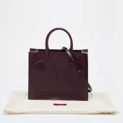 Valentino Burgundy Leather VLogo Tote