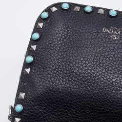 Pre Owned Valentino Black Leather Rolling Rockstud Shoulder Bag
