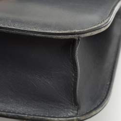 Pre Owned Valentino Dark Grey Leather Rockstud Medium Glam Lock Flap Shoulder Bag