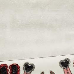 Pre Owned Valentino White Leather Small Crystal, Beaded Embellished Rockstud Glam Lock Flap Bag