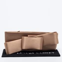 Pre Owned Valentino Beige Satin Bow Clutch