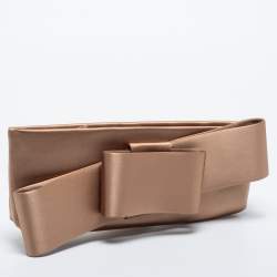 Pre Owned Valentino Beige Satin Bow Clutch