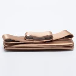 Pre Owned Valentino Beige Satin Bow Clutch