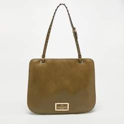Pre Owned Valentino Green Leather Rockstud Slim Shoulder Bag