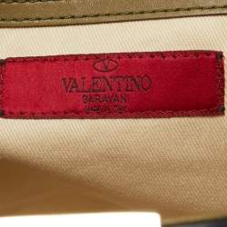 Pre Owned Valentino Green Leather Rockstud Slim Shoulder Bag