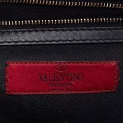 Pre Owned Valentino Black Leather Medium Rockstud Glam Lock Shoulder Bag