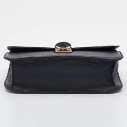 Pre Owned Valentino Black Leather Medium Rockstud Glam Lock Shoulder Bag