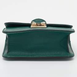 Pre Owned Valentino Green Leather Rockstud Glam Lock Flap Bag