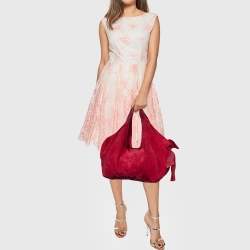 Pre Owned Valentino Red Suede Bow Hobo
