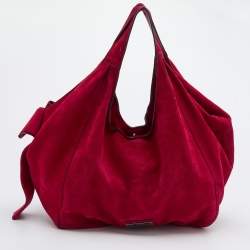Pre Owned Valentino Red Suede Bow Hobo