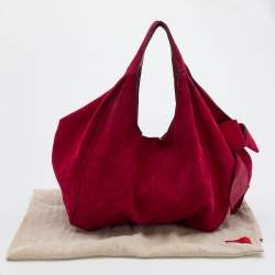 Pre Owned Valentino Red Suede Bow Hobo