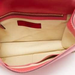 Pre Owned Valentino Pink Leather Medium Rockstud Glam Lock Flap Bag