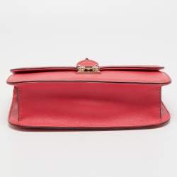 Pre Owned Valentino Pink Leather Medium Rockstud Glam Lock Flap Bag