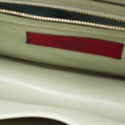 Pre Owned Valentino Green Fur Rockstud Glam Lock Shoulder Bag