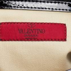 Pre Owned Valentino Multicolor Python Print Raffia and Patent Leather Aphrodite Bow Top Handle Bag
