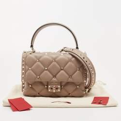 Pre Owned Valentino Pink Leather Medium Candystud Top Handle Bag