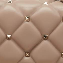 Pre Owned Valentino Pink Leather Medium Candystud Top Handle Bag