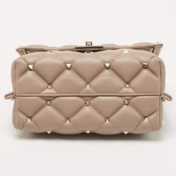 Pre Owned Valentino Pink Leather Medium Candystud Top Handle Bag