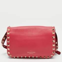 Pre Owned Valentino Tri Color Leather Rockstud Flip Lock Flap Shoulder Bag