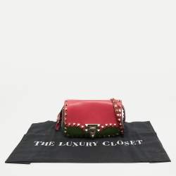 Pre Owned Valentino Tri Color Leather Rockstud Flip Lock Flap Shoulder Bag