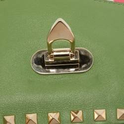Pre Owned Valentino Tri Color Leather Rockstud Flip Lock Flap Shoulder Bag