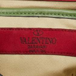 Pre Owned Valentino Tri Color Leather Rockstud Flip Lock Flap Shoulder Bag
