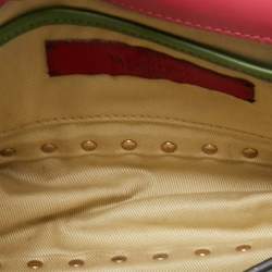 Pre Owned Valentino Tri Color Leather Rockstud Flip Lock Flap Shoulder Bag
