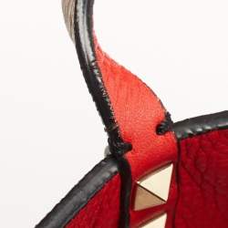 Pre Owned Valentino Brown/Red Leather Rockstud Reversible Tote